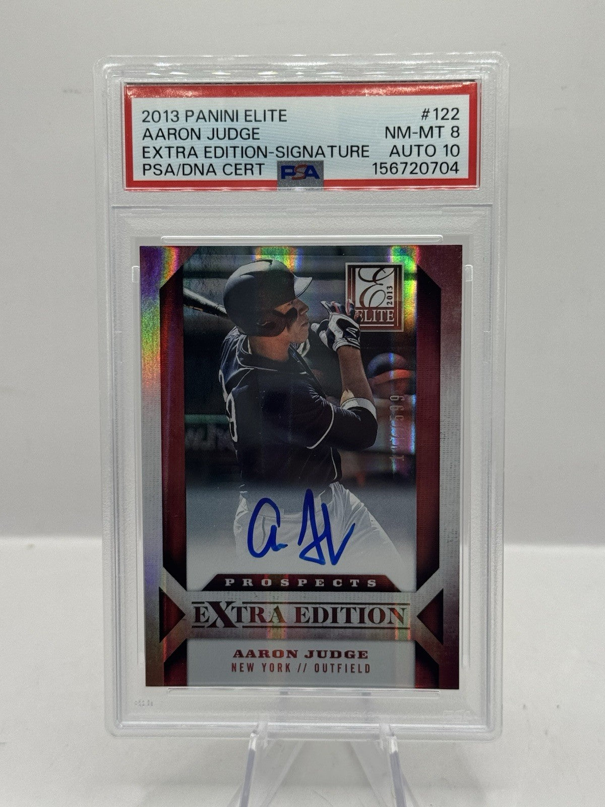 Aaron Judge Auto 197/599 PSA 8 / 10 Auto 2013 Panini Elite Extra Edition #122