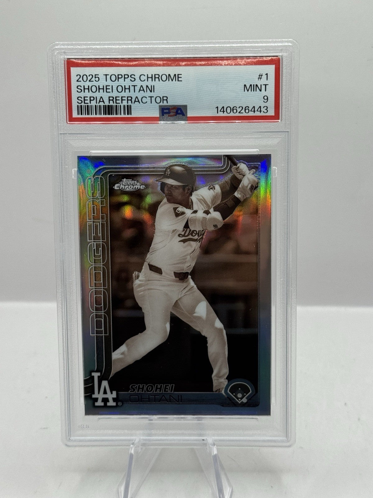 Shohei Ohtani Sepia Refractor PSA 9 2025 Topps Chrome #1 Los Angeles Dodgers