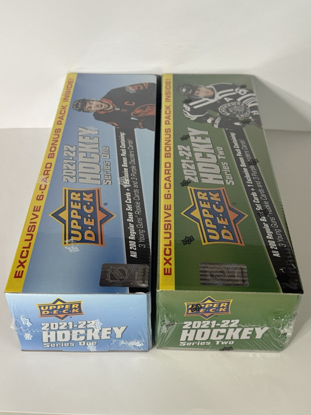 2021-22 Upper Deck Hockey Series 1 & 2 Factory Sets + 2 Bonus Packs 6 Young Guns