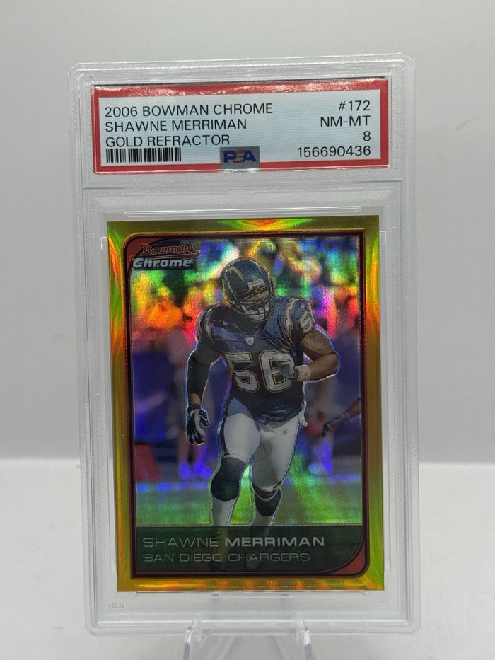 Shawne Merriman Gold Refractor 16/50 PSA 8 2006 Bowman Chrome #172 Chargers