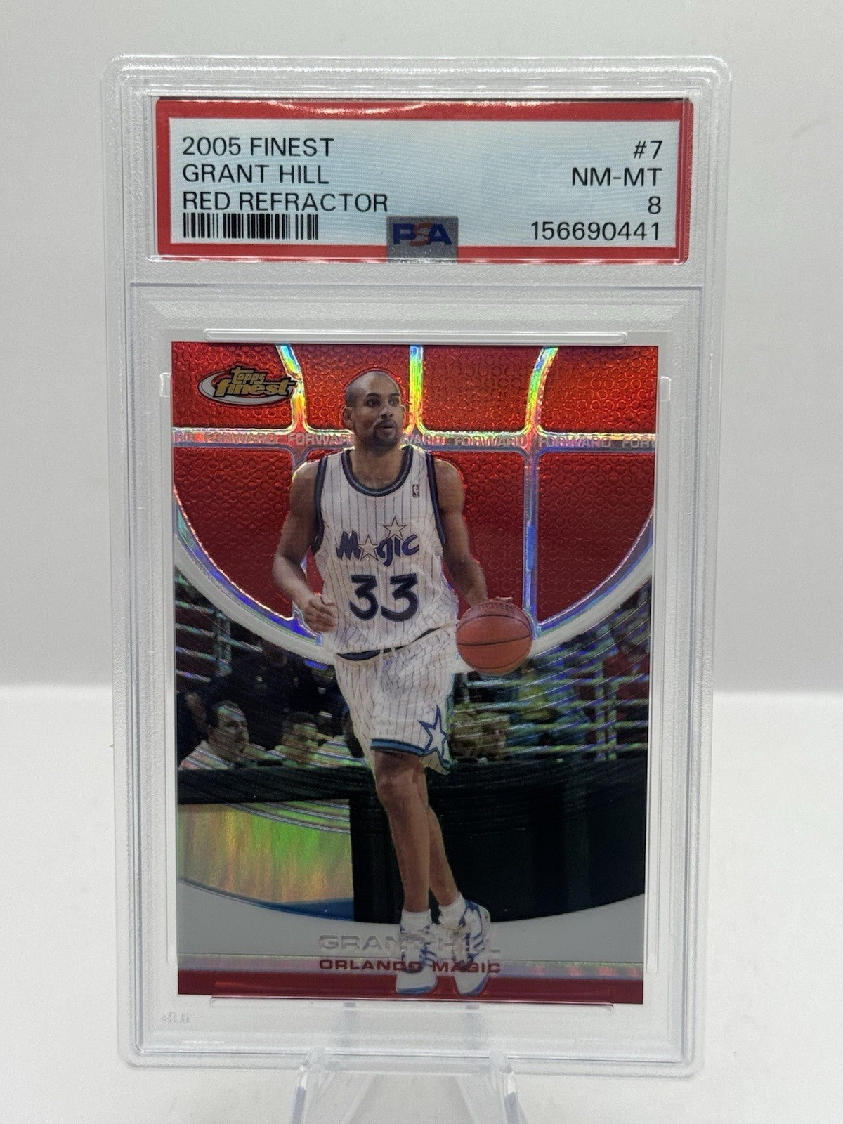 Grant Hill Red Refractor 069/169 PSA 8 2005-06 Topps Finest #7 Orlando Magic