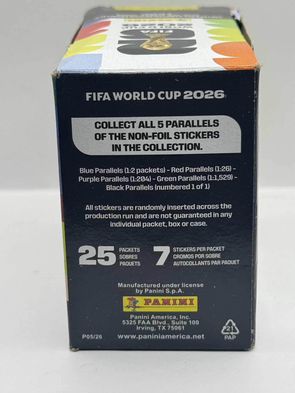2026 Panini FIFA World Cup Album Sticker Box - 25 Packets - Sealed