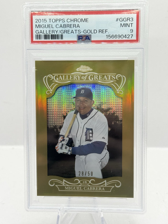 Miguel Cabrera Gold Refractor 28/50 PSA 9 2015 Topps Chrome Gallery of Greats #3