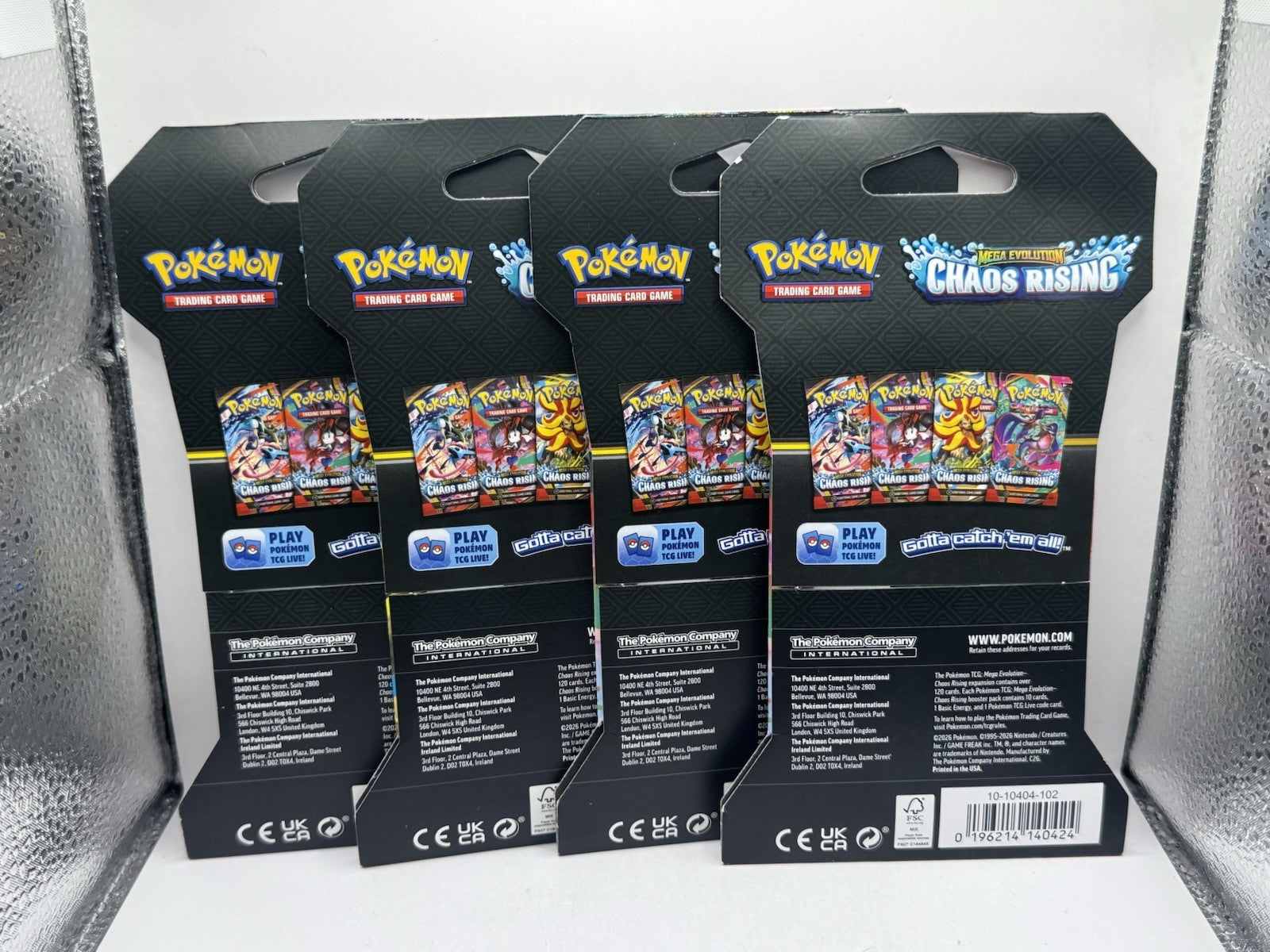 2026 Pokemon Mega Evolution Chaos Rising Sleeved Booster Packs - Lot of 4