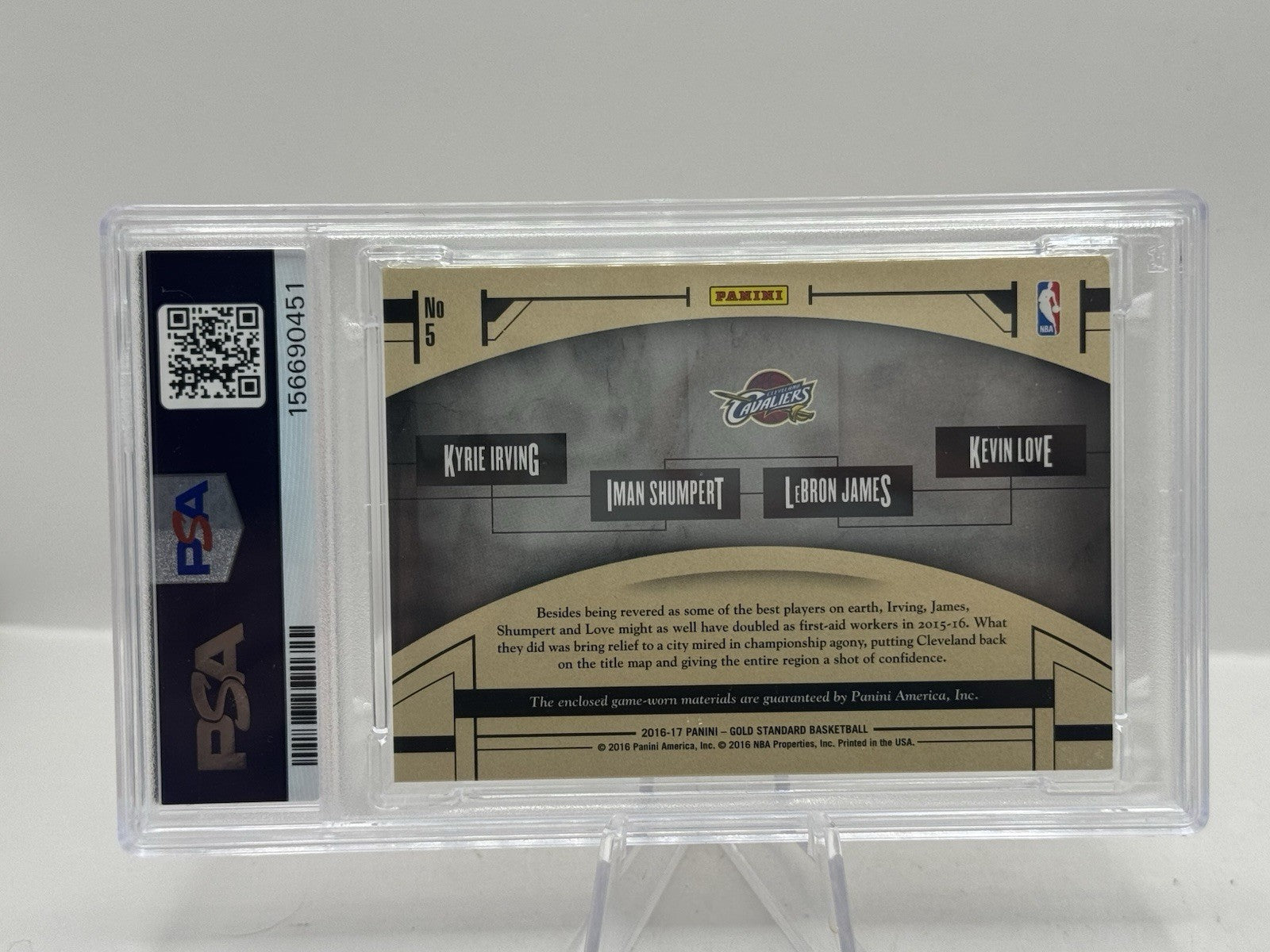 K. Irving LeBron James I. Shumpert K. Love Golden Quads 17/49 PSA 8 2016 Panini