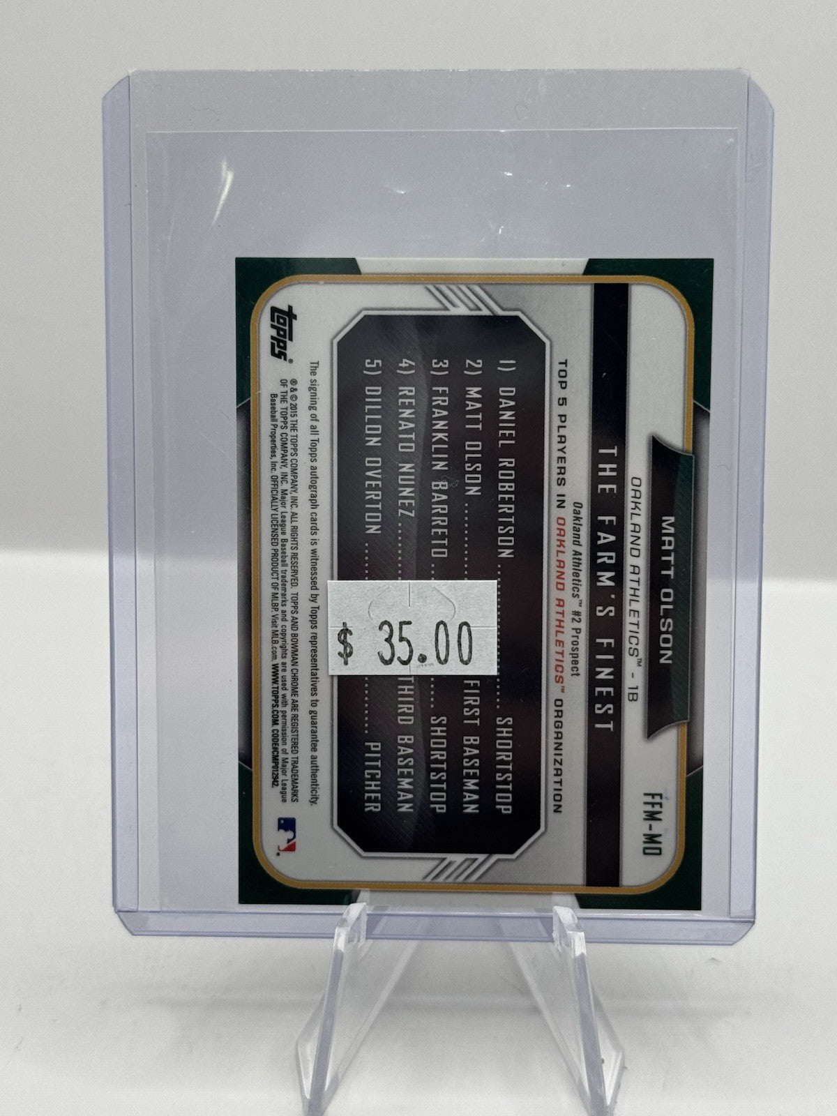 Matt Olson Auto 2015 Bowman Chrome Mini Shimmer Oakland Athletics