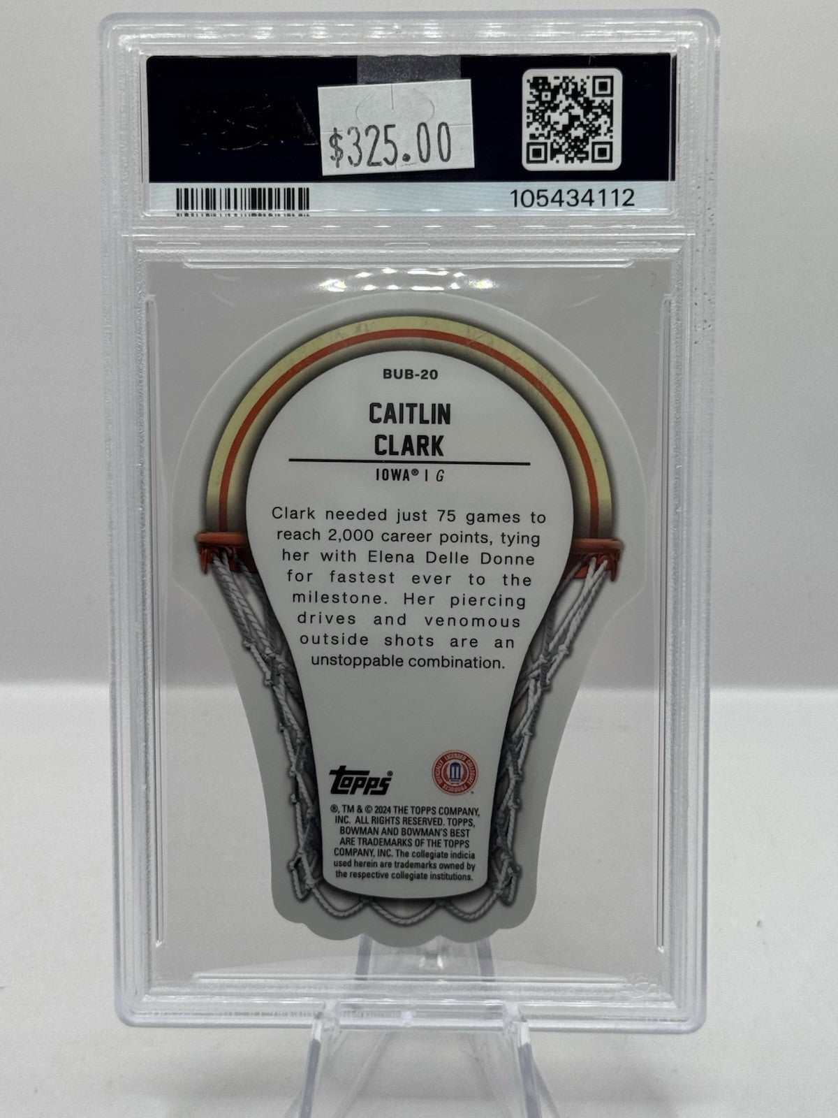 Caitlin Clark PSA 9 Speckle Refractor Die Cut Buckets #20 2023-24 Bowman Best U