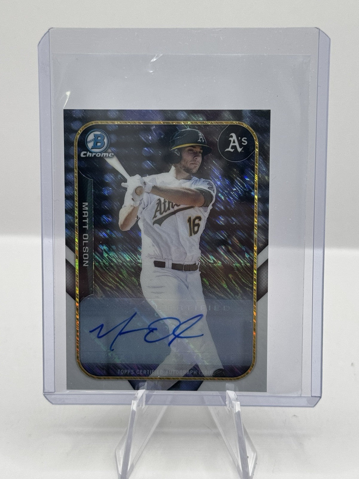 Matt Olson Auto 2015 Bowman Chrome Mini Shimmer Oakland Athletics